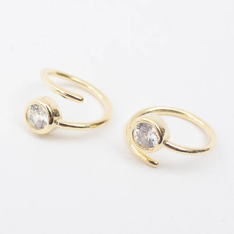 women's opulent earrings-Pull Through Cubic Hoops