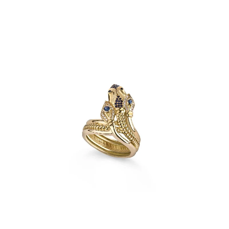 women's birthstone rings-Three-headed Snake Ring