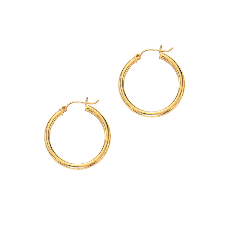 women's luxury gold earrings-14K Gold 3x25mm Hoops