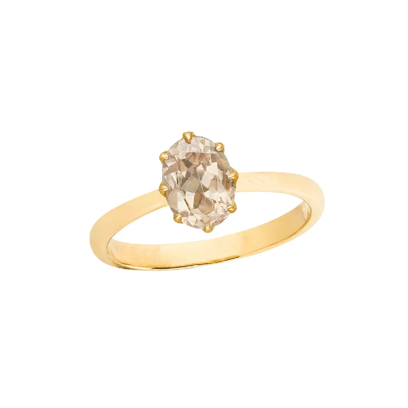 women's moissanite rings-Stella 10K Gold Ring w. Champagne Quartz