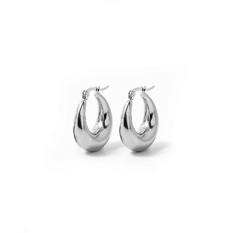 women's elegant chandelier earrings-Oculus Silver Hoops