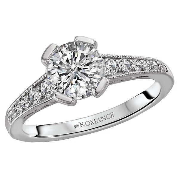 affordable engagement rings-14K White Gold Semi-Mount Romance Collection Wedding Ring.