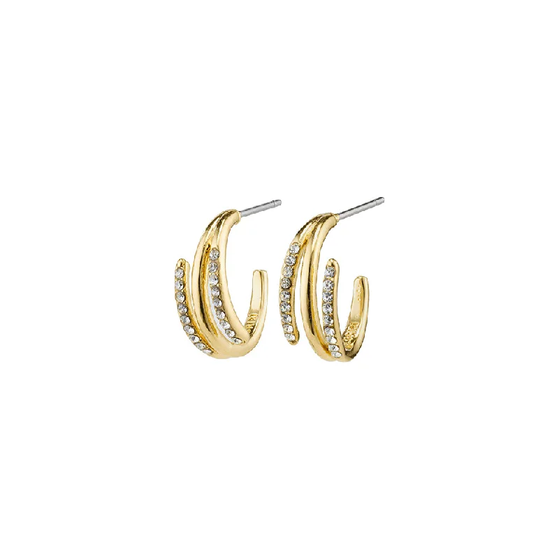 women's butterfly earrings-Serenity Gold Plated Crystal Hoops