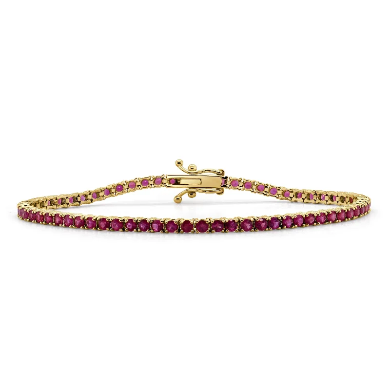 women's crystal-studded bracelets-14k Gold & Red Ruby Tennis Bracelet