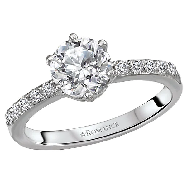 modern diamond engagement rings-14K White Gold Classic Semi-Mount Romance Collection Wedding Ring.