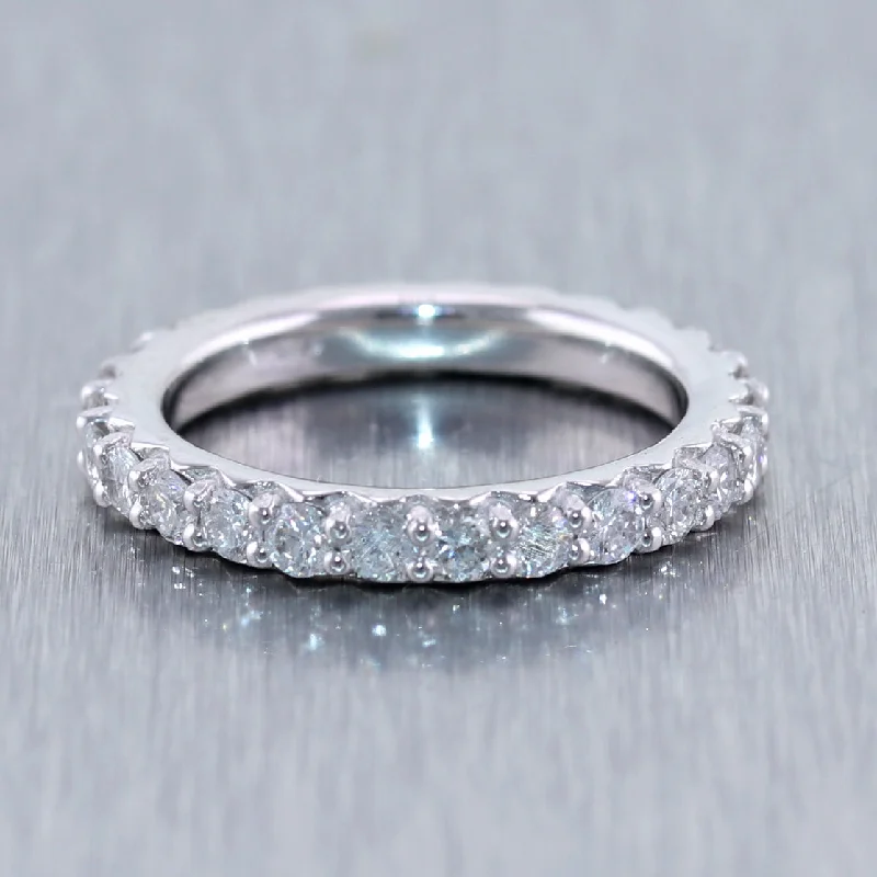 women's statement rings-14k White Gold 1.00ctw Diamond Eternity Wedding Band Ring