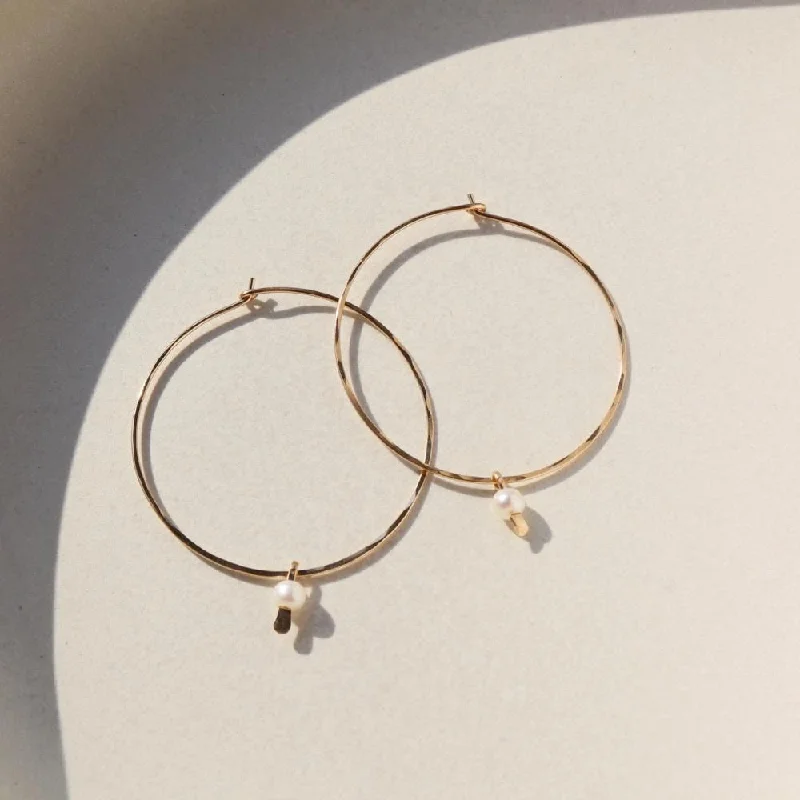 women's double hoop earrings-Emma Pearl Hoops | Wholesale