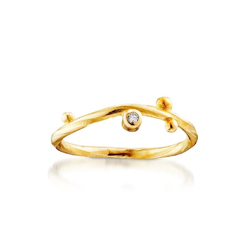 women's oversized gemstone rings-Seafire 18K Gold Ring w. Diamond, 0.02 ct