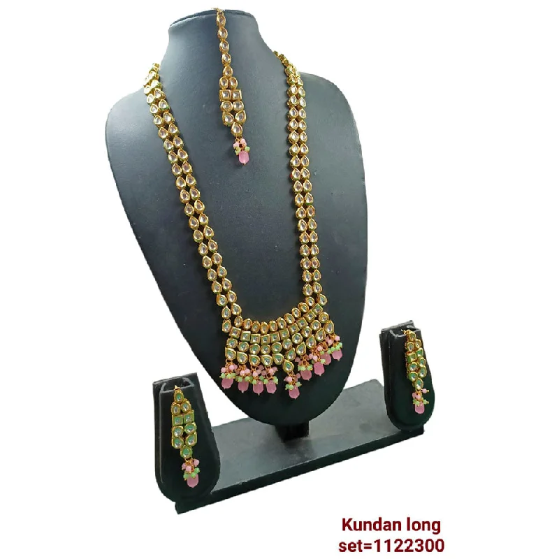 women's tribal necklaces-Padmawati Bangles Kundan Stone Gold Plated Necklace Set