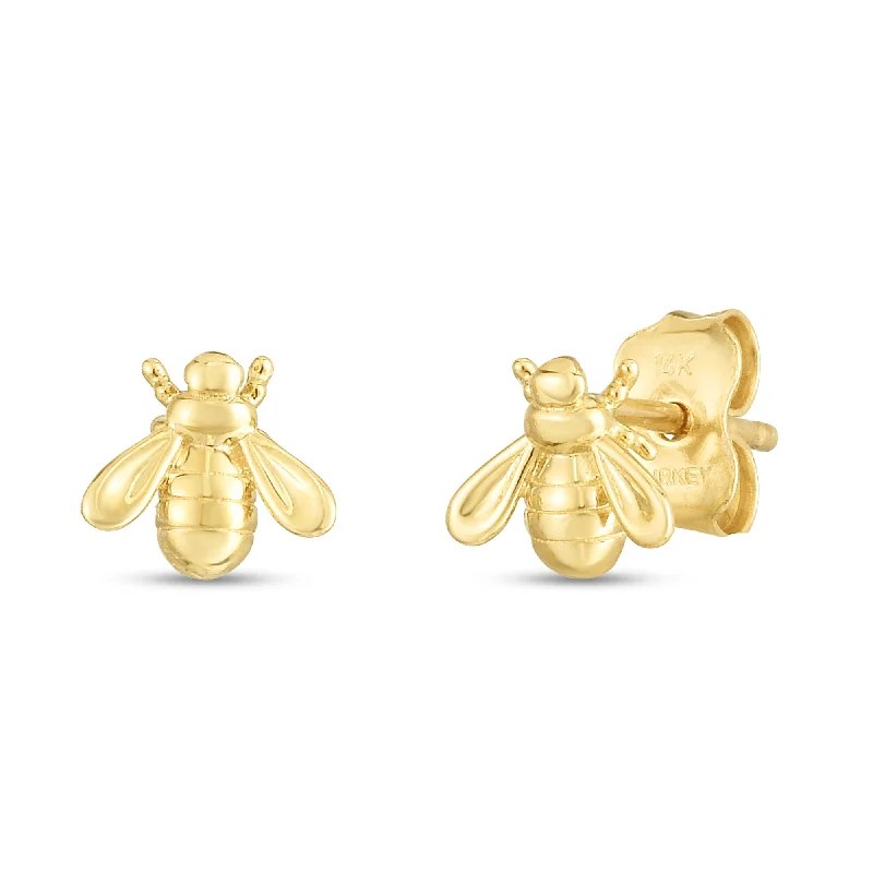 women's pearl stud earrings-14K Bee Studs