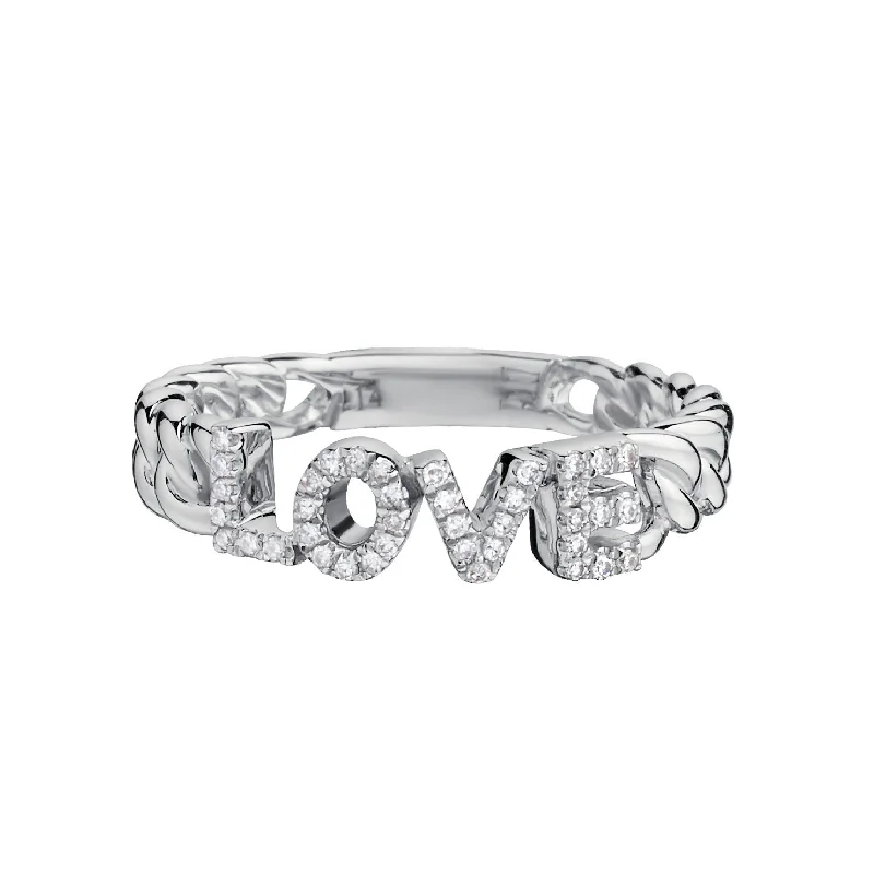 women's three-stone rings-DIAMOND LOVE LINK RING