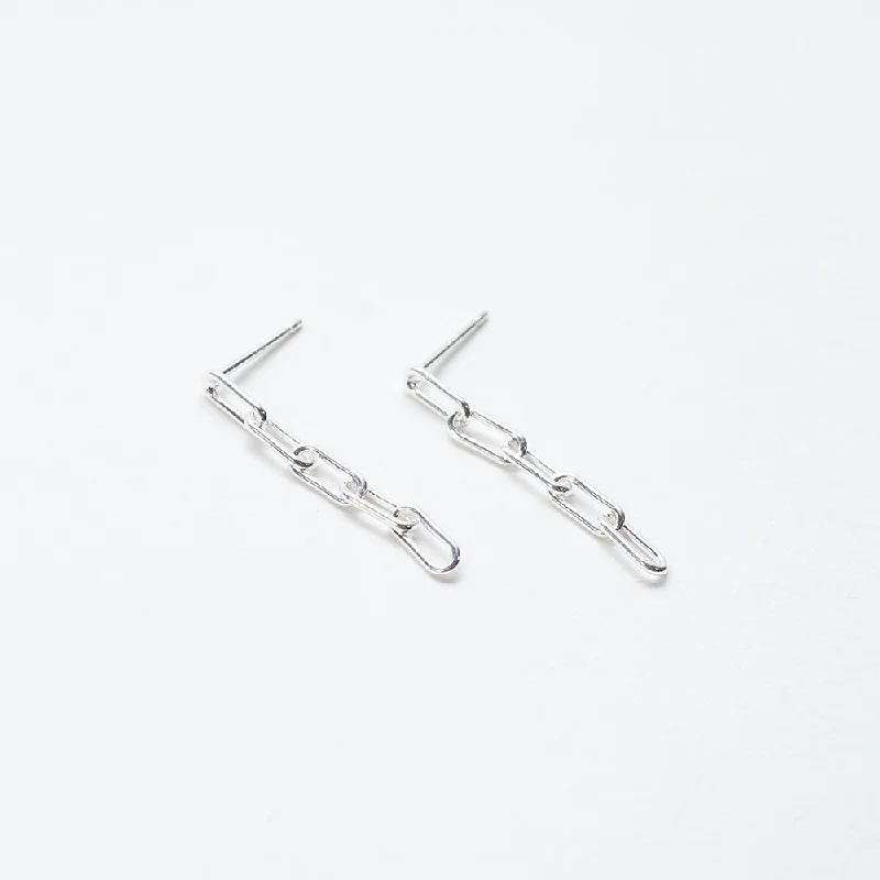 women's lightweight earrings-Extra Small Silver Five Chain Link Studs