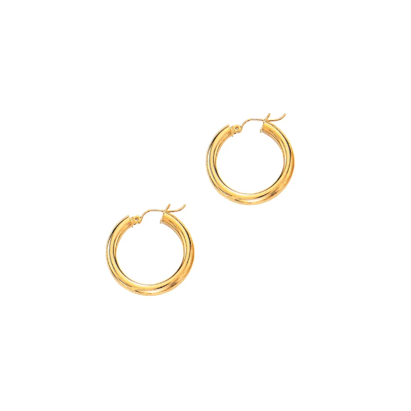 women's trendy gold earrings-14K Gold 4x25mm Hoops