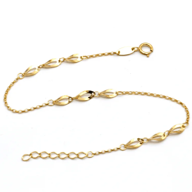 women's vintage-inspired bracelets-Real Gold Plain Oval Twisted Adjustable Size Bracelet 1893 BR1517