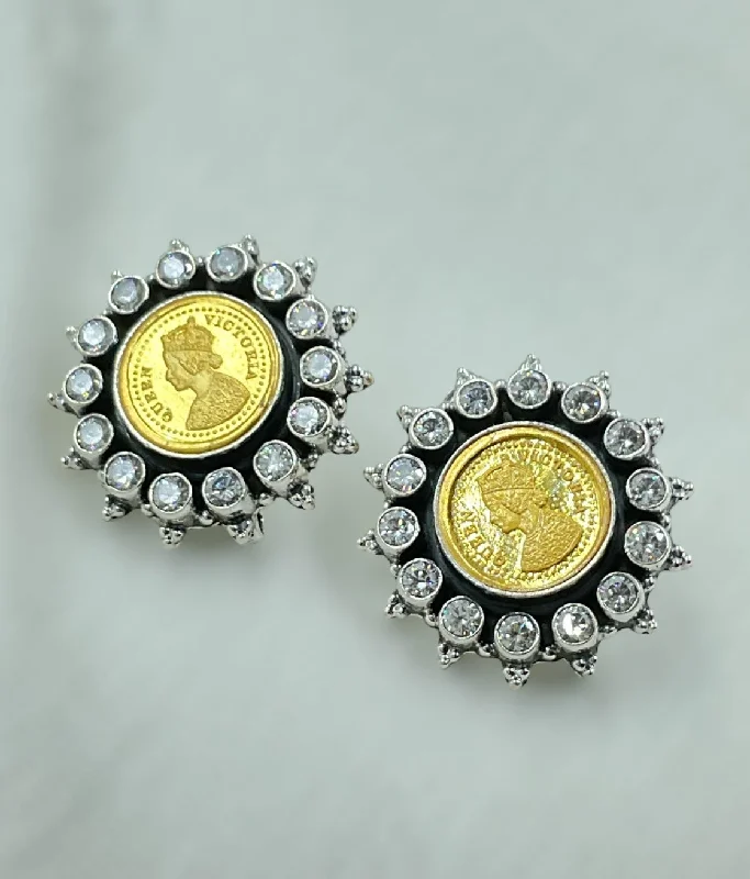 women's hoop stud earrings-The Deeksha Silver Victoria Gemstone Earstuds