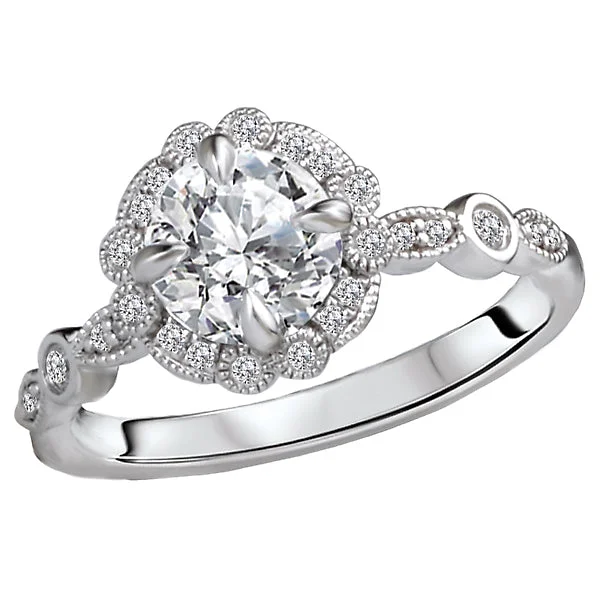 modern engagement rings-14K White Gold Classic Semi-Mount Romance Collection Wedding Ring.