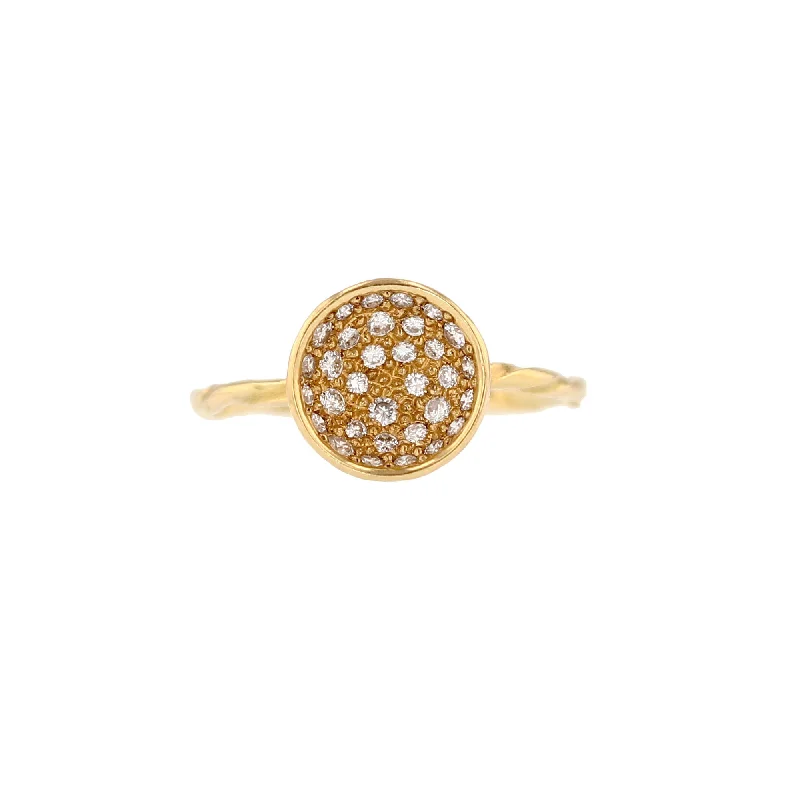 women's two-tone rings-Pavé Diatom 18K Gold Ring w. Diamonds