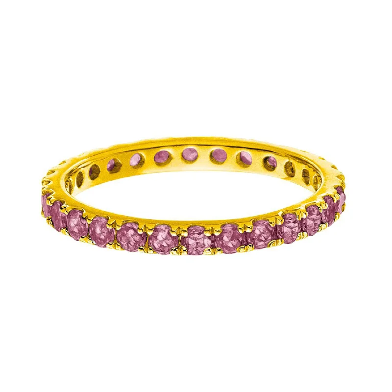 women's statement rings-Josephine Band Yellow Gold Pink Sapphire 2mm