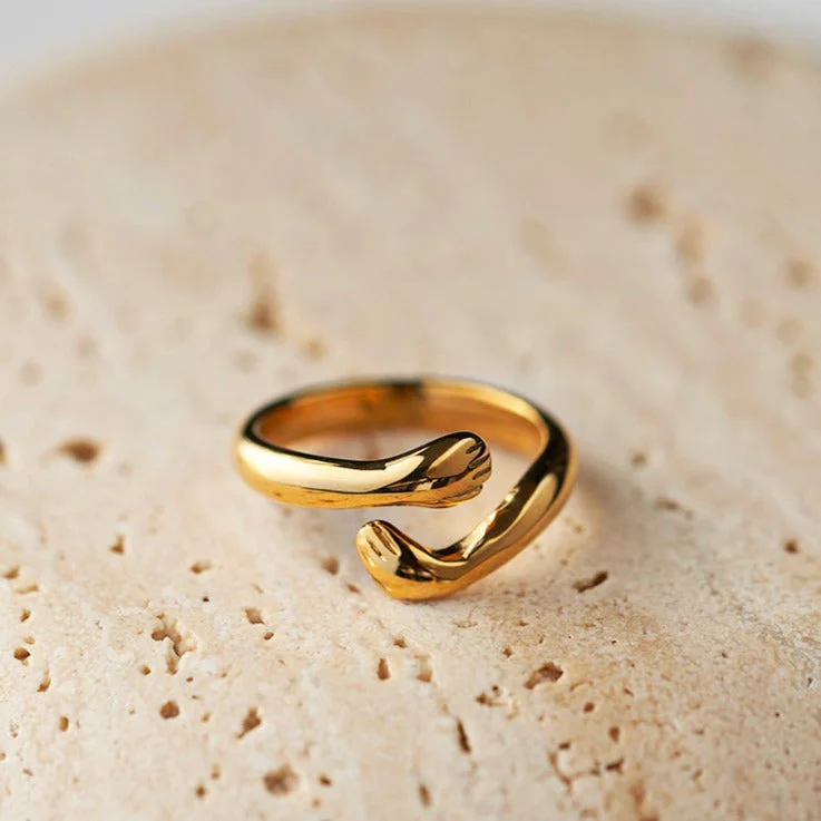 women's handmade rings-Gold Hug Ring