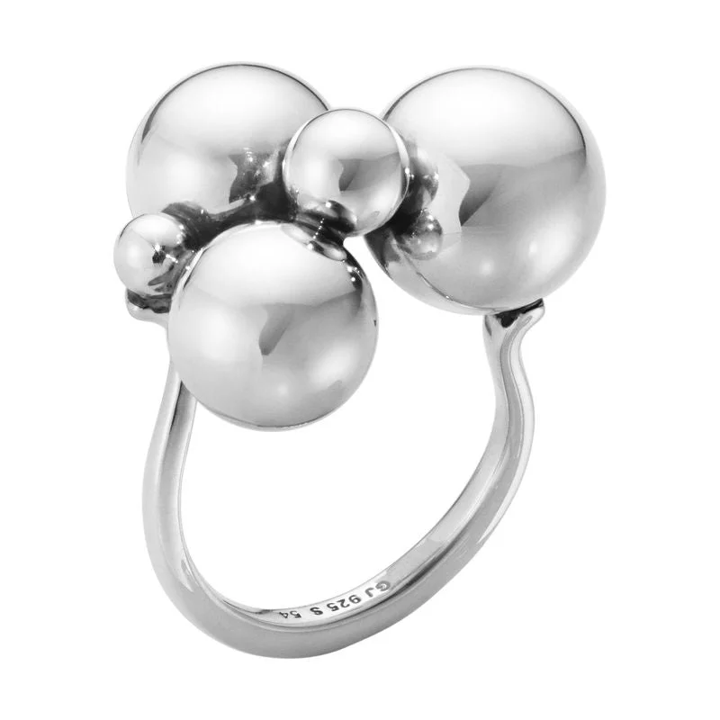 women's adjustable rings-Mini Moonlight Grapes Silver Ring