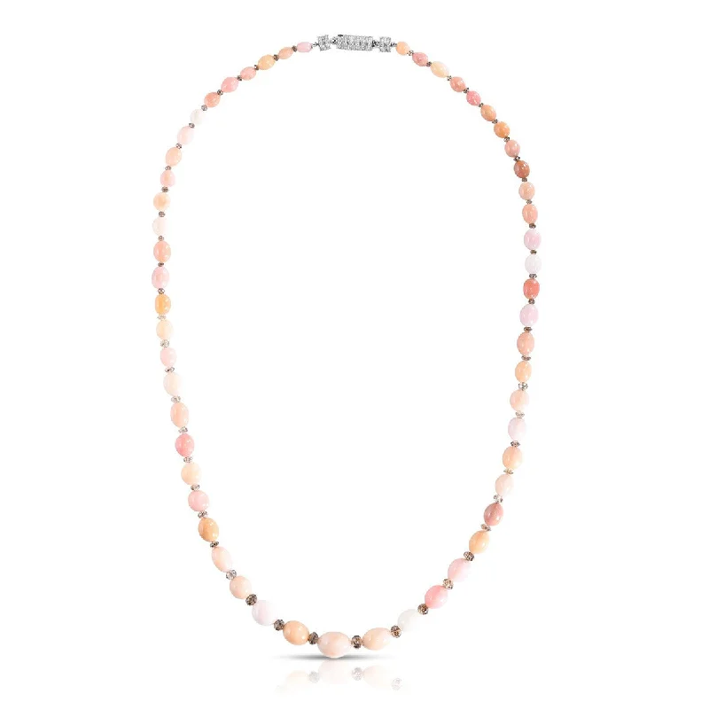 women's gemstone necklaces-Conch Bead and Diamond Bead Platinum Necklace