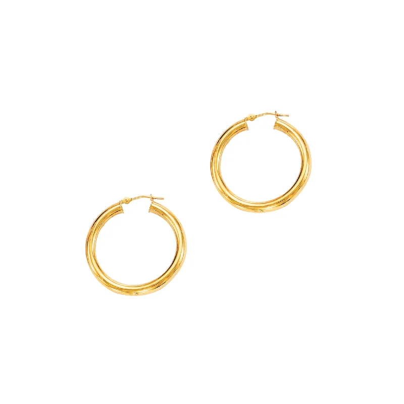 women's large hoop earrings-14K Gold 4x30mm Hoops