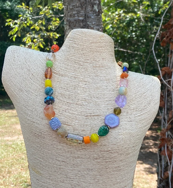 women's eco-friendly necklaces-Colorful Bead Soup Necklace