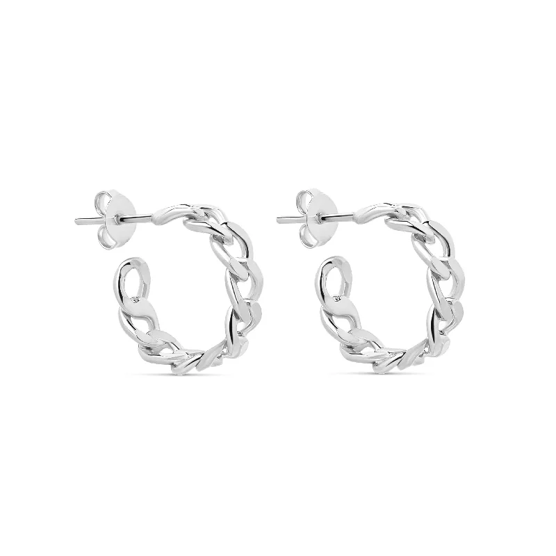 women's statement stud earrings-The Silver Cuban Link Mini Hoops