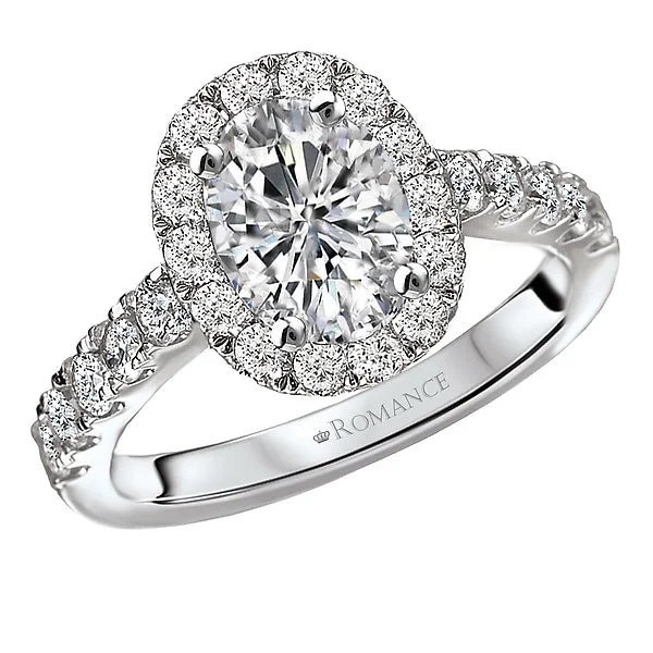 classic engagement rings-14K White Gold Halo Semi-Mount Romance Collection Wedding Ring.