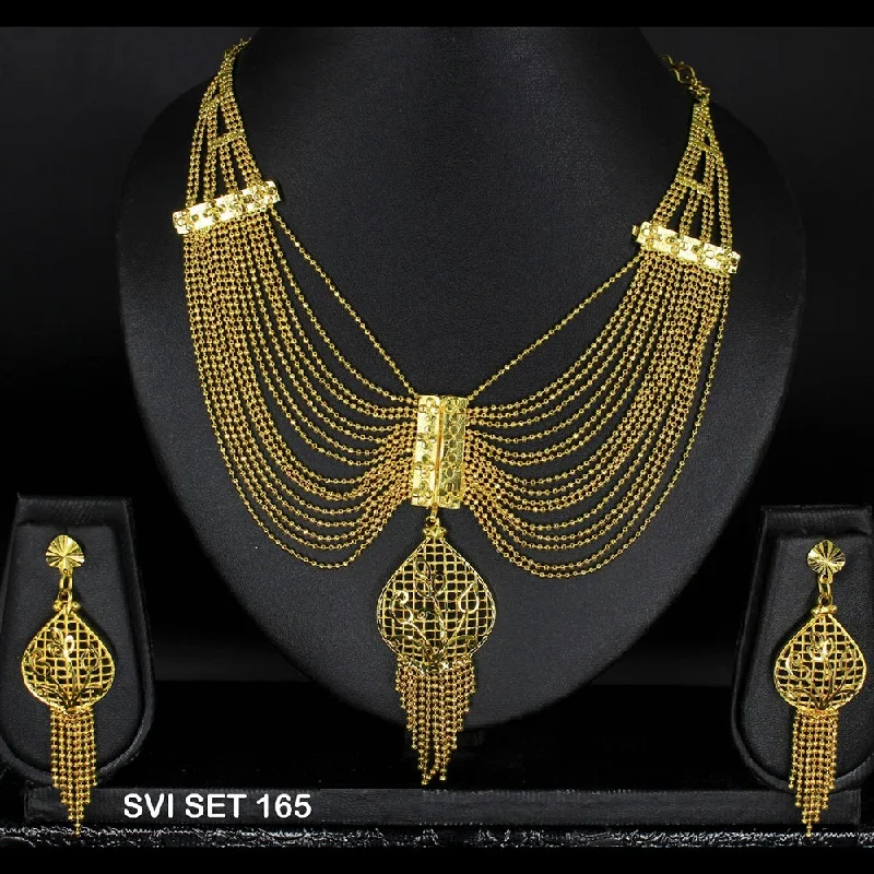 women's sapphire necklaces-Mahavir Forming Gold Necklace Set   - SVI SET 165