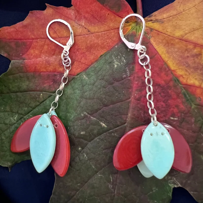 women's statement earrings-Tagua TULIPA Terracota