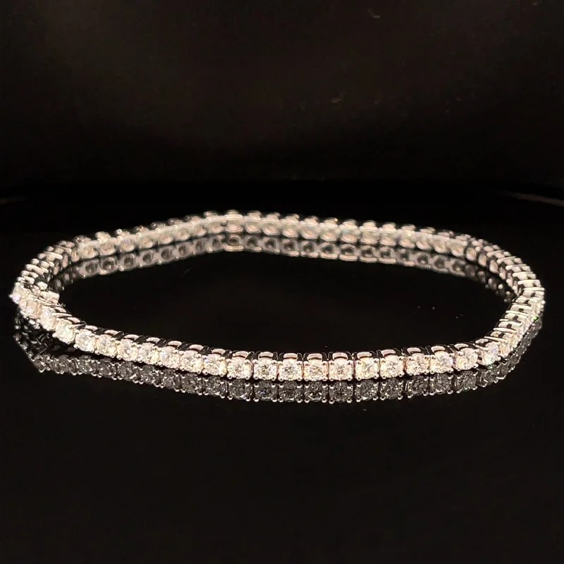 women's personalized bracelets-Diamond Classic Tennis Bracelet in 18k White Gold - #495 - BEDIA091163