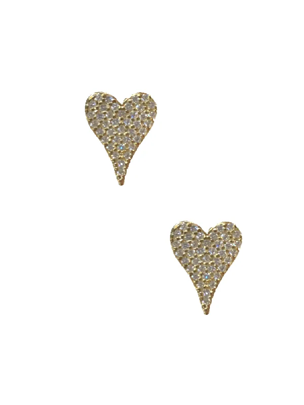 women's opulent earrings-Large Pave Heart Studs