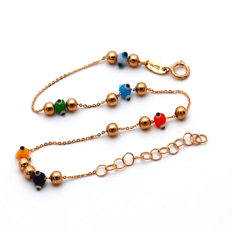 women's ethnic bracelets-Real Gold Beads Seed Rose Gold Bracelet Adjustable Size 0053 BR1314