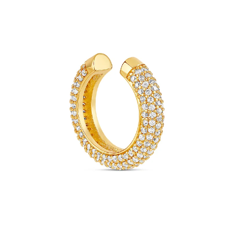 women's luxury gold earrings-The Pave Cuff