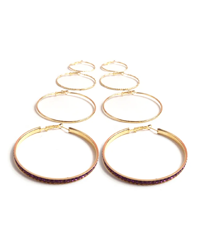 women's silver earrings-Bright Colors Hoop Set