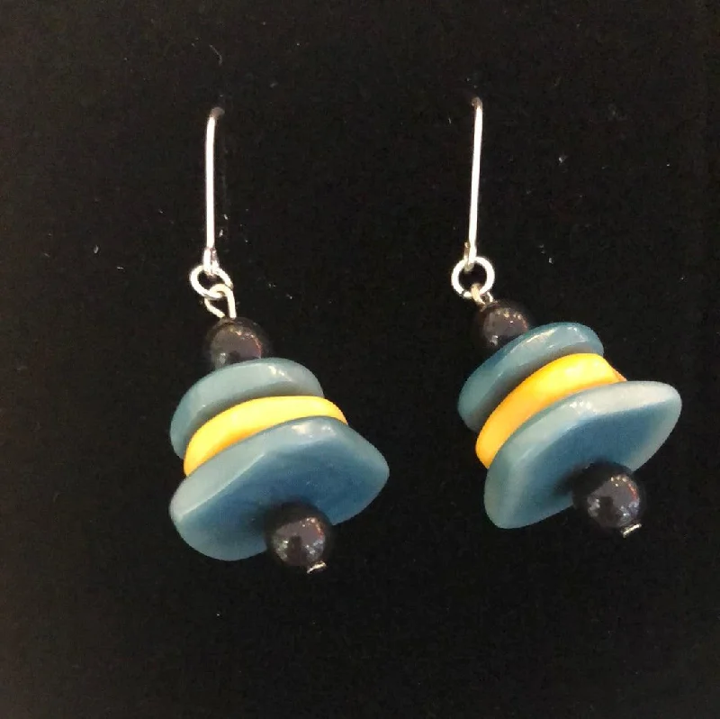 women's vintage earrings-Tagua CAINA Popart Trio