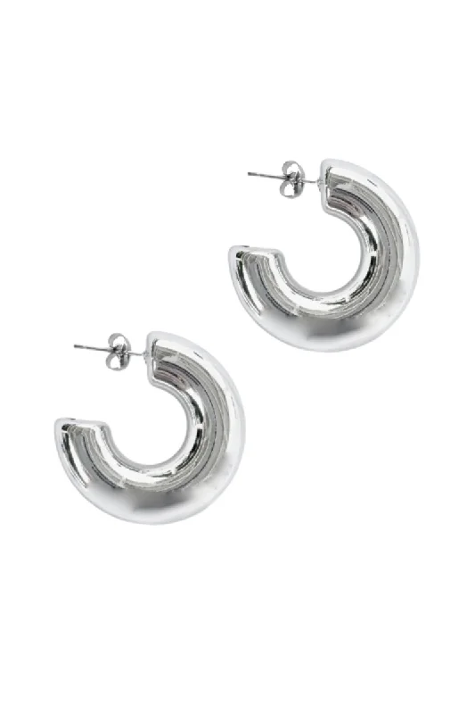 women's geometric drop earrings-Santa Monica Hoops, Silver