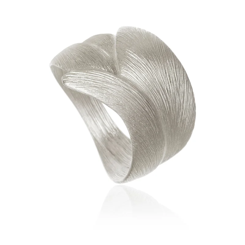 women's large rings-Large Aura Silver Ring