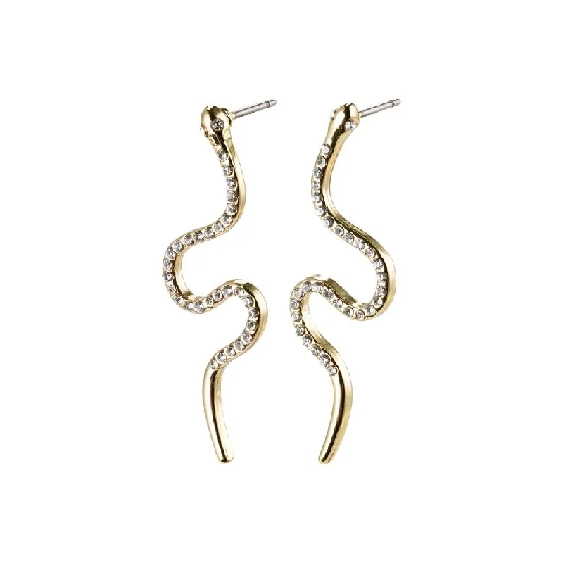 women's emerald earrings-Dagny Gold Plated Crystal Snake Studs